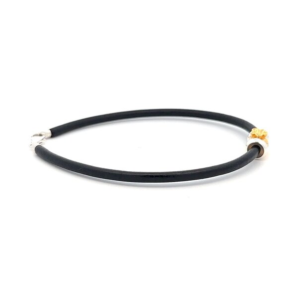 18K Gold Money Bag Leather Cord Bracelet 925 Sterling Silver Clasp Stopper Beads - Picture 6 of 7